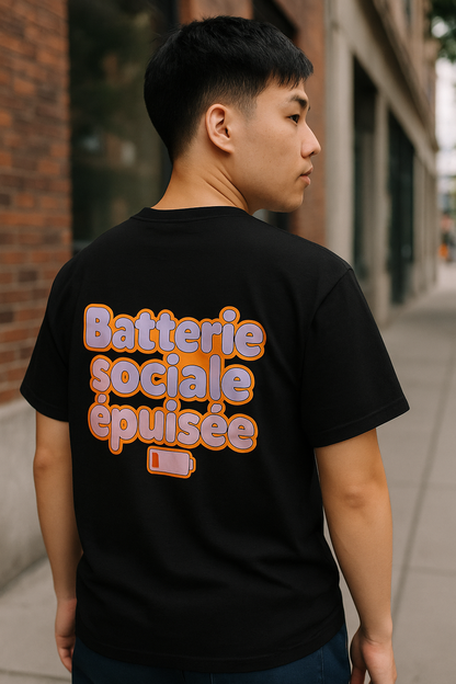 T-Shirt unisexe «Batterie sociale épuisée»
